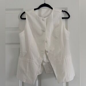 White Sleeveless Button-Up Vest